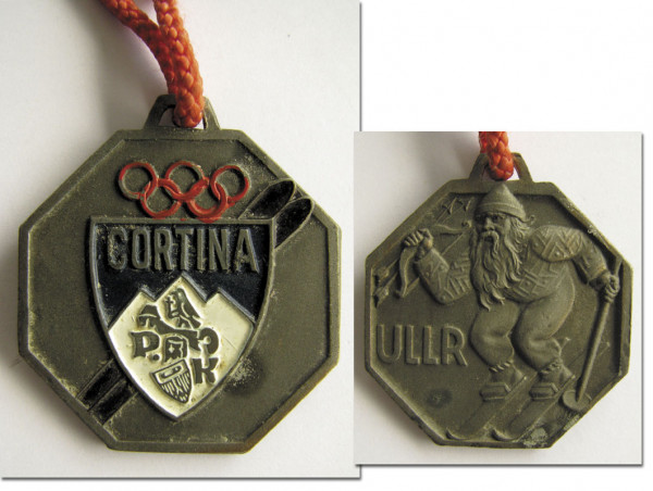 Bronzeplakette mit Aufschrift "Cortina" und dem no, Plakette OWS1956