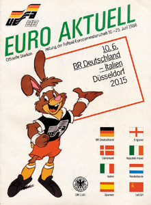 Fußball Europameisterschaft 1988 in Deutschland. Programm Deutschland - Italien. 10.6.1988 in Düssel