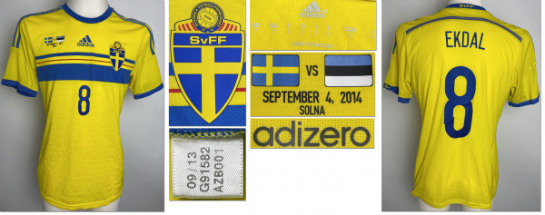 match worn football shirt Sweden 2014