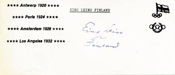 Leino, Eino: Autograph Olympic Games 1920 + 1924 wrestling