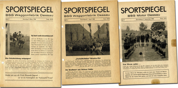 3x Programmhefte aus der DDR-Oberliga von der BSG , Programm 1950