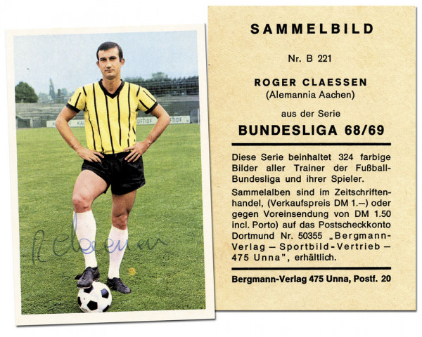 Claessen, Roger: German Football Sticker Bergmann Roger Claessen