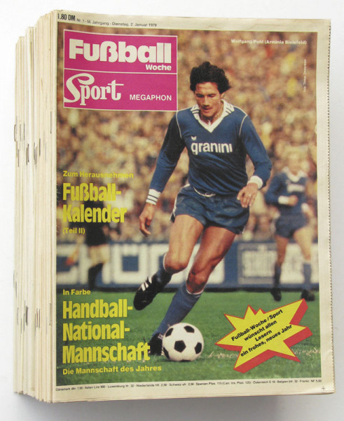 Fußball-Woche 1979 Mon. + Sport Megaph.: Jg.Nr.1/2-53 unkomplett,