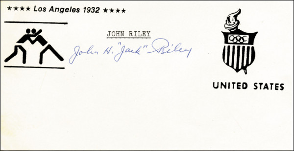 Riley, John Horn: Olympic Games 1932 Autograph Wrestling USA