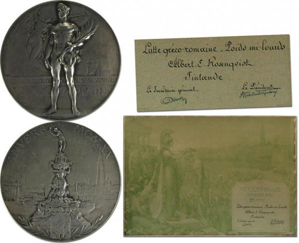 Silbermedaille Olympia 1920 + Diploma, Siegermedaille 1920