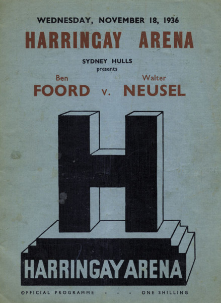 Programm Ben Ford v Walter Neusel 18th November 1936 London.