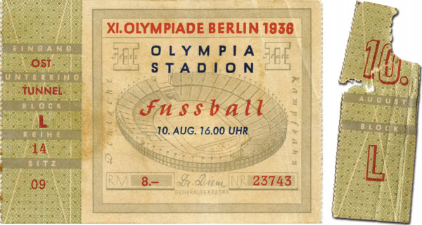 Olympic Games 1936 Football Ticket Italy v Norway