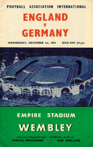 England - Deutschland. 1.12.1954, Wembley. Offizielles Programm.