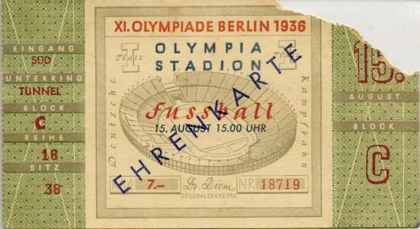 15. August, Fußball, EHRENKARTE OSS1936, Eintrittskarte OSS1936