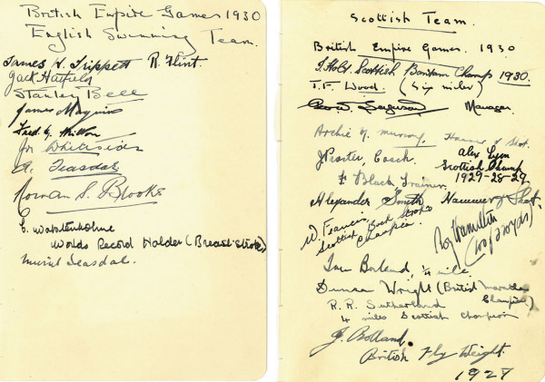 British Empire Games 1930 Autographs