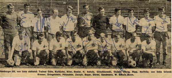 HSV 1971: S/W-Mannschaftszeitungsfoto des Hamburger SV ca. 1