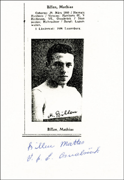 Billen, Matthias: Autograph Football Germany. Matthias Billen