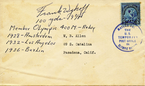 Wykoff, Frank: Autograph Olympic Games 1928 1936 athletics. USA