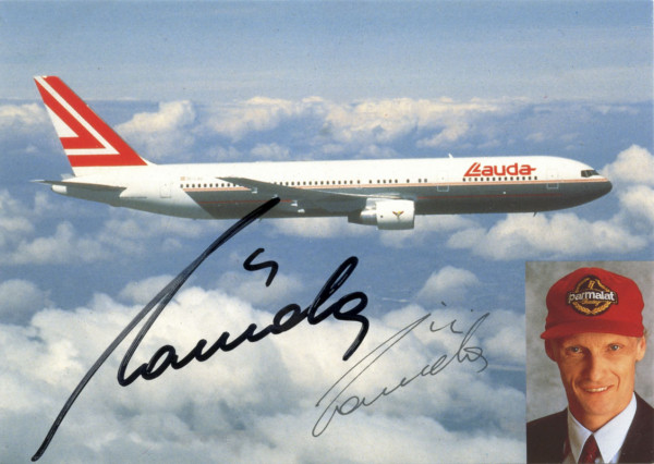 Lauda, Niki: Autogrammkarte mit Originalsignatur