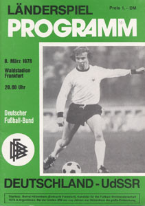 Football Programm Germany v USSR 1978