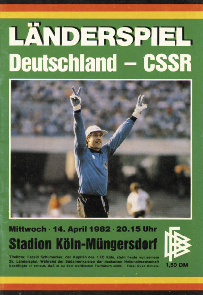 Deutschland - CSSR. 14.04.1982, Köln-Müngersdorf. Offizielles Länderspielprogramm.