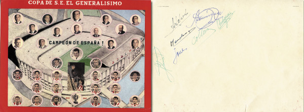 Madrid, Atletico 1960: Blancobeleg mit 11 Originalsignaturen der Spieler