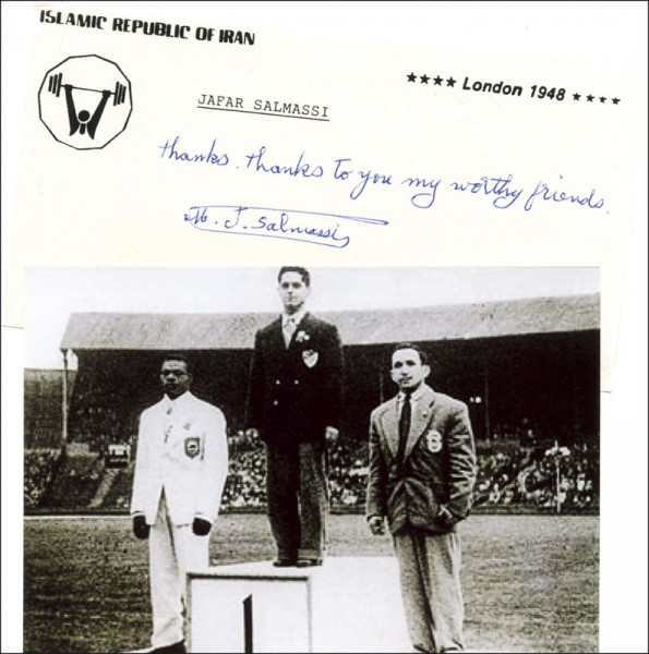 Salmasi, Jafar: Autograph Olympic Games 1948 Weightlifting Iran