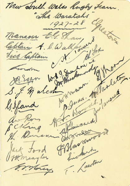 25 original Autographen austral. Rugbymannschaft, Rugby - NSW Waratahs 1927