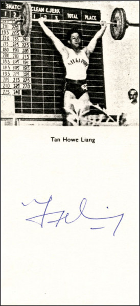 Tan Howe Liang: Autograph Olympic Games 1960 Weightlifting Singap