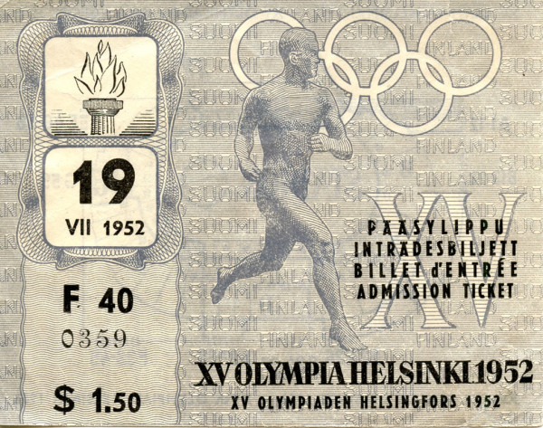 Olympic Games 1952. Ticket Opening Ceremony