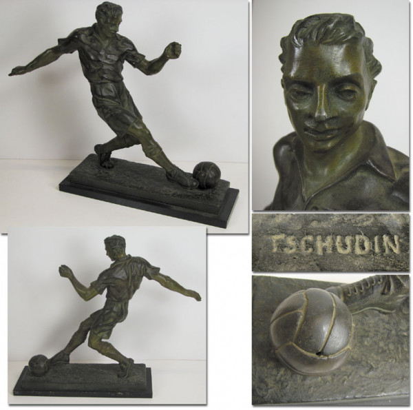 Große Französische Figur in Form eines Fußballers , Fußballfigur 1930