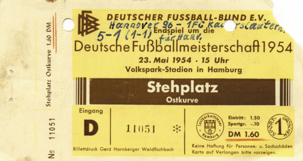 Hannover - 1.FCK 23.05.1954, Dt. Meisterschaft, Eintrittskarte DM1954